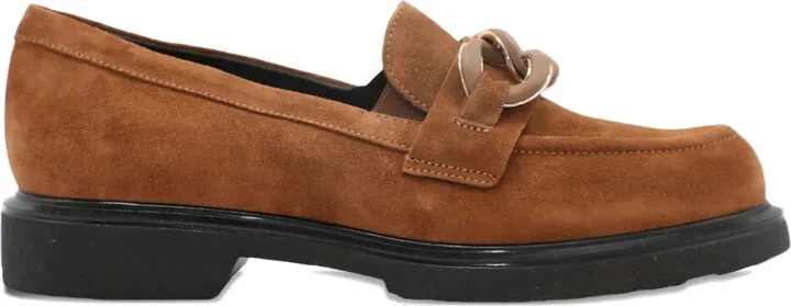 Chain-Embellished Leather Loafers