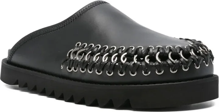 Chain-Embellished Leather Mules - Image 2