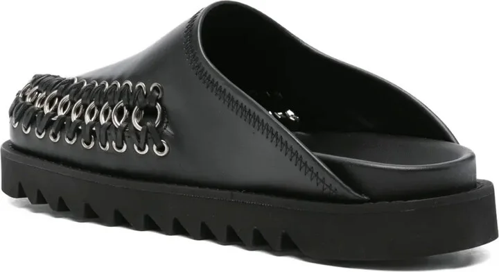 Chain-Embellished Leather Mules - Image 3