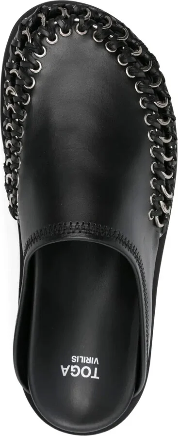 Chain-Embellished Leather Mules - Image 4