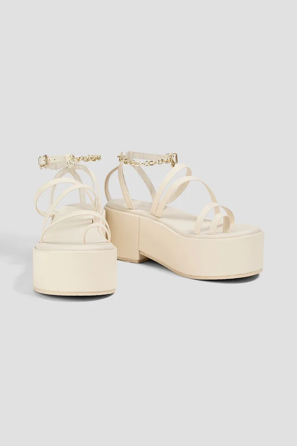 Chain-embellished leather platform sandals - Image 2