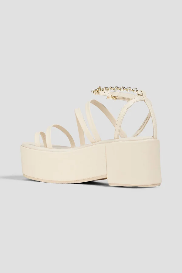Chain-embellished leather platform sandals - Image 3