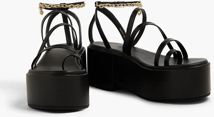 Chain-embellished leather platform sandals - Image 5