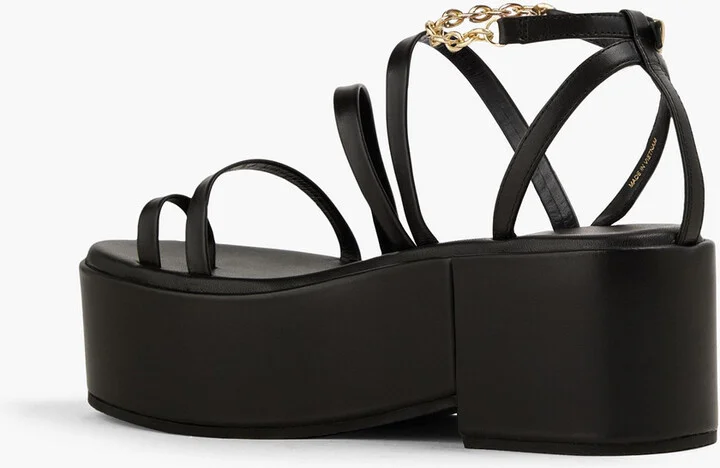 Chain-embellished leather platform sandals - Image 6