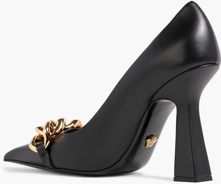 Chain-embellished leather pumps - Image 3