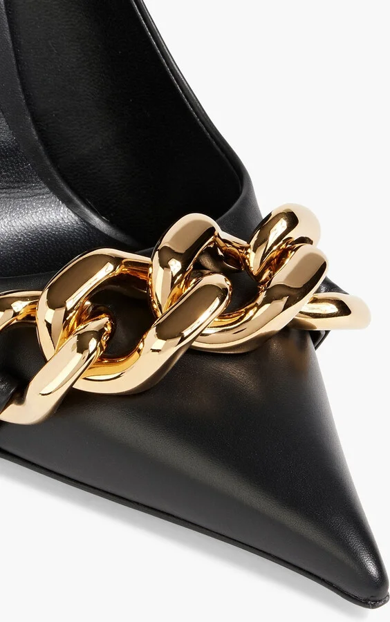 Chain-embellished leather pumps - Image 4