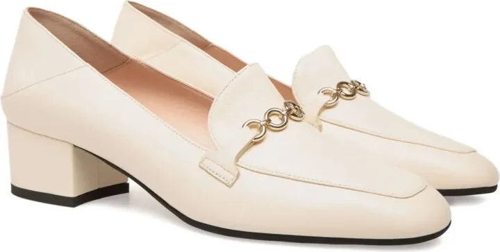 Chain-Embellished Leather Pumps - Image 2