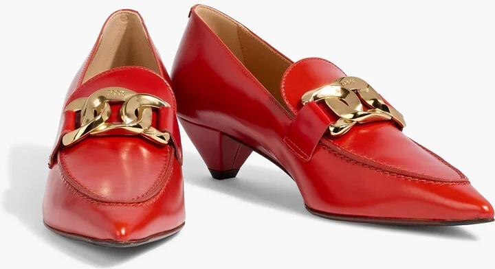 Chain-embellished leather pumps - Image 2