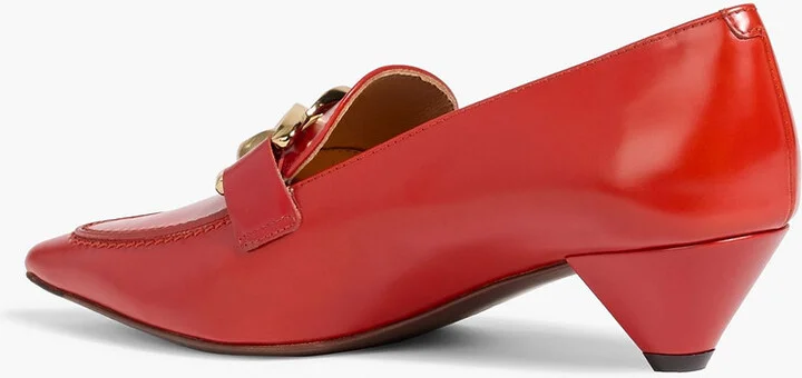 Chain-embellished leather pumps - Image 3