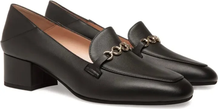Chain-Embellished Leather Pumps - Image 2