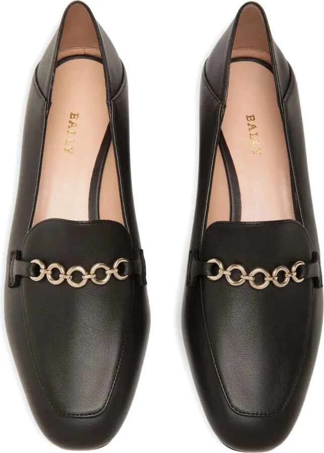 Chain-Embellished Leather Pumps - Image 4