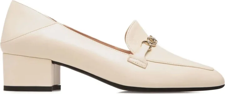 Chain-Embellished Leather Pumps