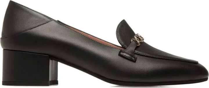 Chain-Embellished Leather Pumps