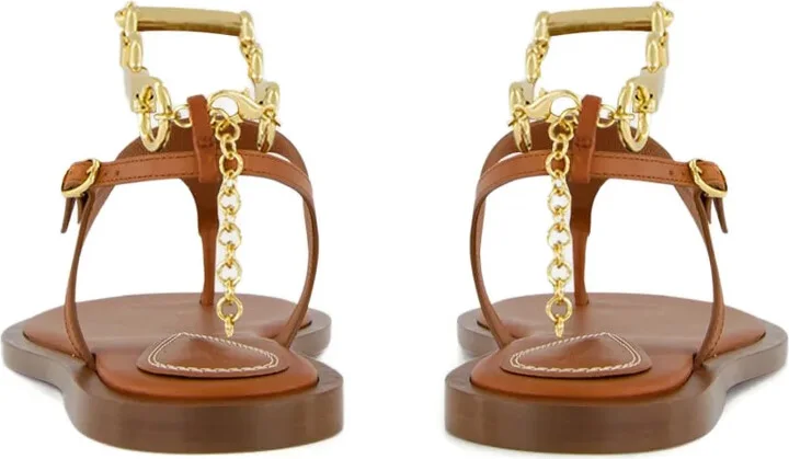 Chain-Embellished Leather Sandals - Image 3
