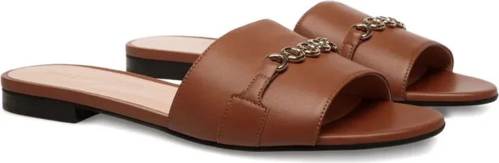 Chain-Embellished Leather Sandals - Image 2