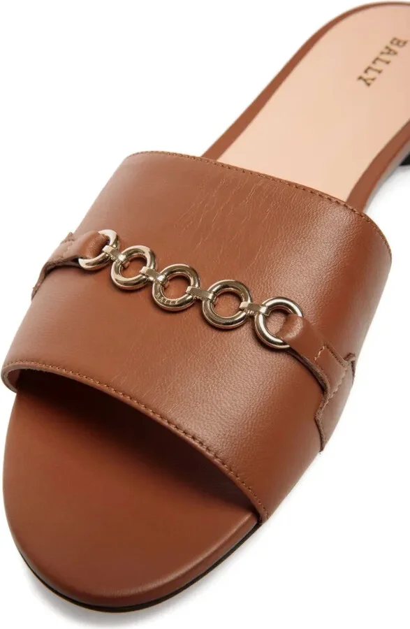 Chain-Embellished Leather Sandals - Image 5