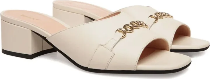 Chain-Embellished Leather Sandals - Image 2