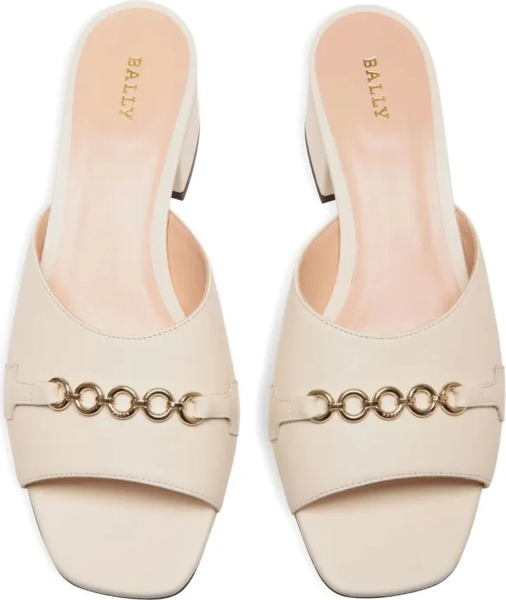 Chain-Embellished Leather Sandals - Image 3