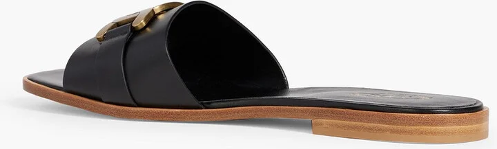 Chain-embellished leather slides - Image 3