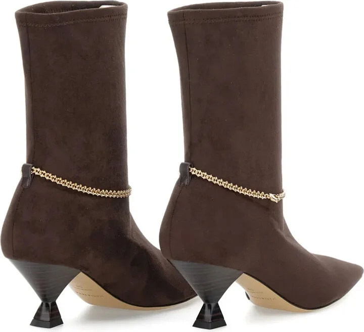 Chain-Embellished Pointed-Toe Boots - Image 3