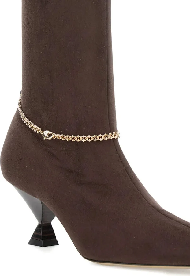 Chain-Embellished Pointed-Toe Boots - Image 4