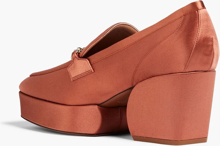 Chain-embellished satin platform loafers - Image 3
