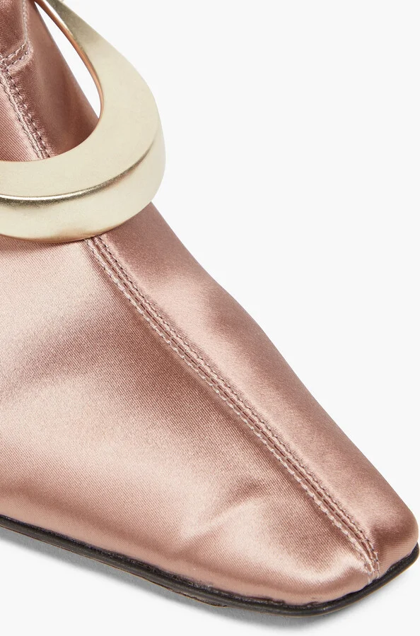 Chain-embellished satin sock boots - Image 4