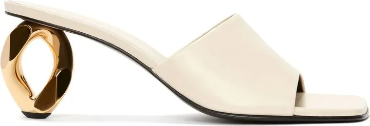 Chain Heel Leather Sandals