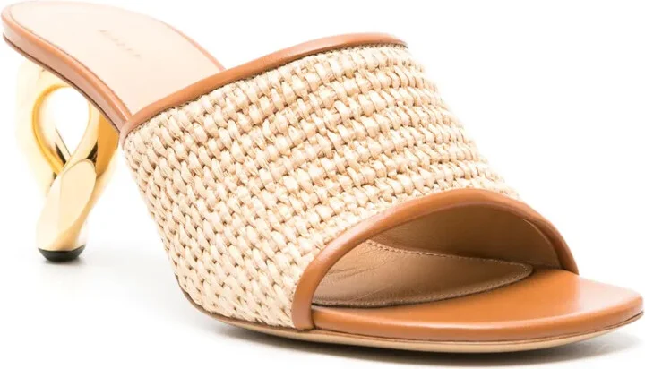Chain-heel raffia-woven sandals - Image 2