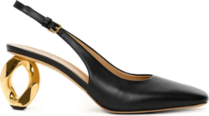 Chain-Heel Slingback Sandals