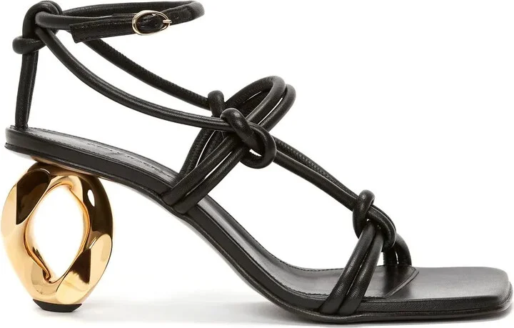 Chain-Heel Strappy Sandals