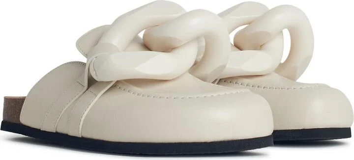 'chain' Ivory Leather Slippers - Image 2