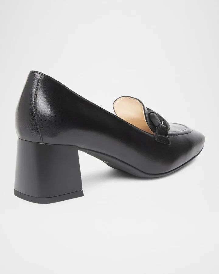 Chain Leather Loafer Pumps - Image 3