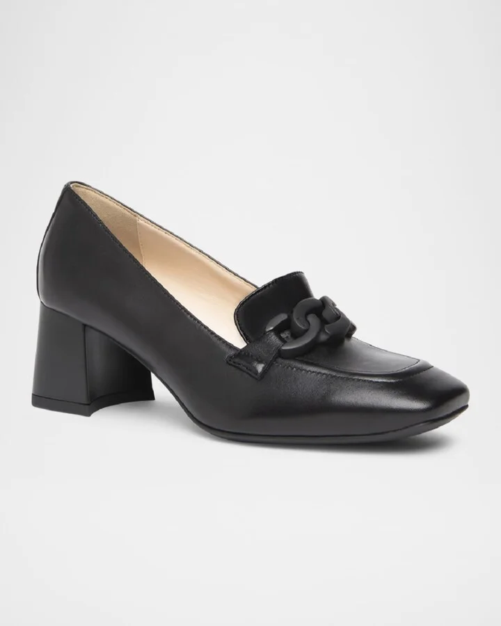 Chain Leather Loafer Pumps - Image 4