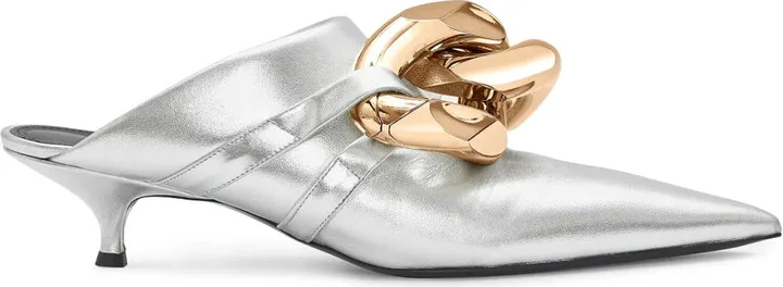 Chain leather mules