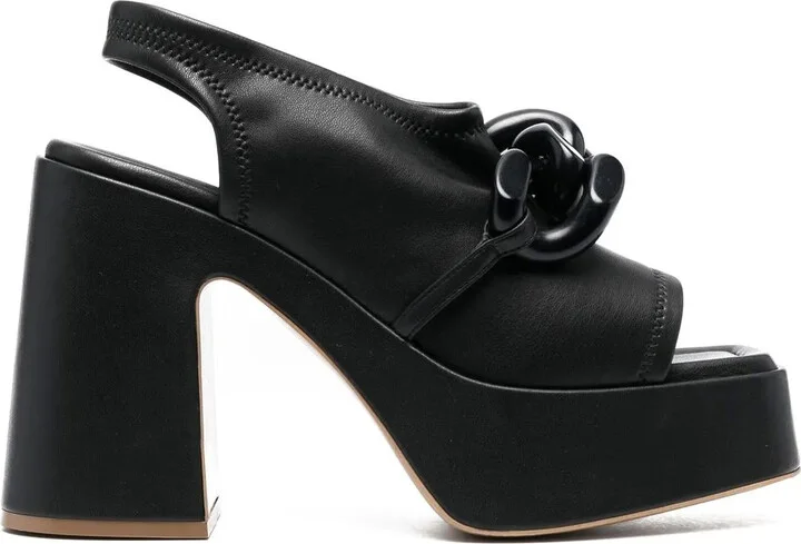 Chain-Link 125mm Block Heel Sandals