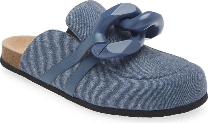 Chain Link Denim Loafer Mule