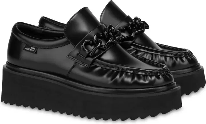 Chain Link-Detail Flatform Loafers - Image 2
