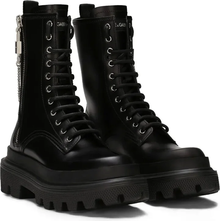 Chain Link-Detailed Combat Boots - Image 2
