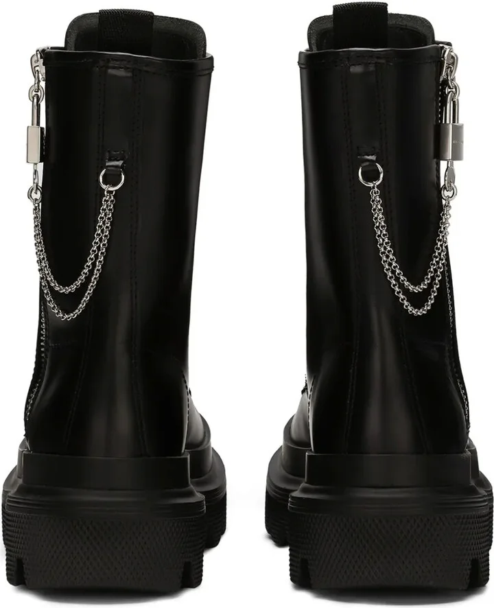 Chain Link-Detailed Combat Boots - Image 3