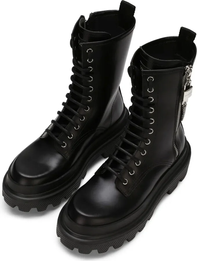 Chain Link-Detailed Combat Boots - Image 4
