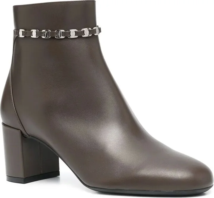 Chain-Link Leather Ankle Boots - Image 2
