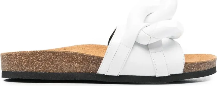 Chain-Link Leather Slides