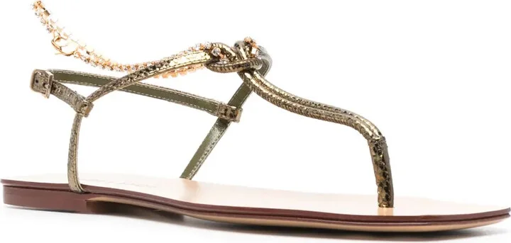 Chain-Link Slip-On Leather Sandals - Image 2