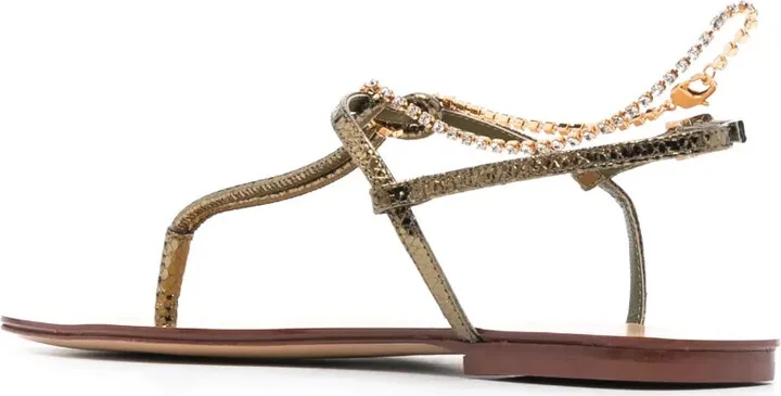 Chain-Link Slip-On Leather Sandals - Image 3