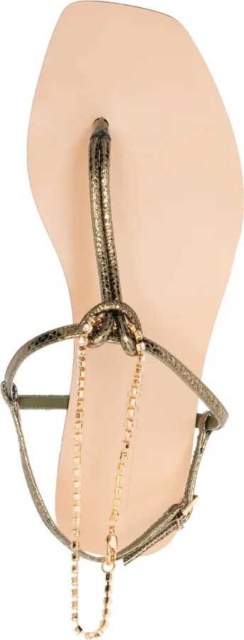 Chain-Link Slip-On Leather Sandals - Image 4