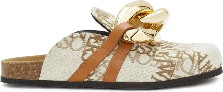 Chain logo grid mules