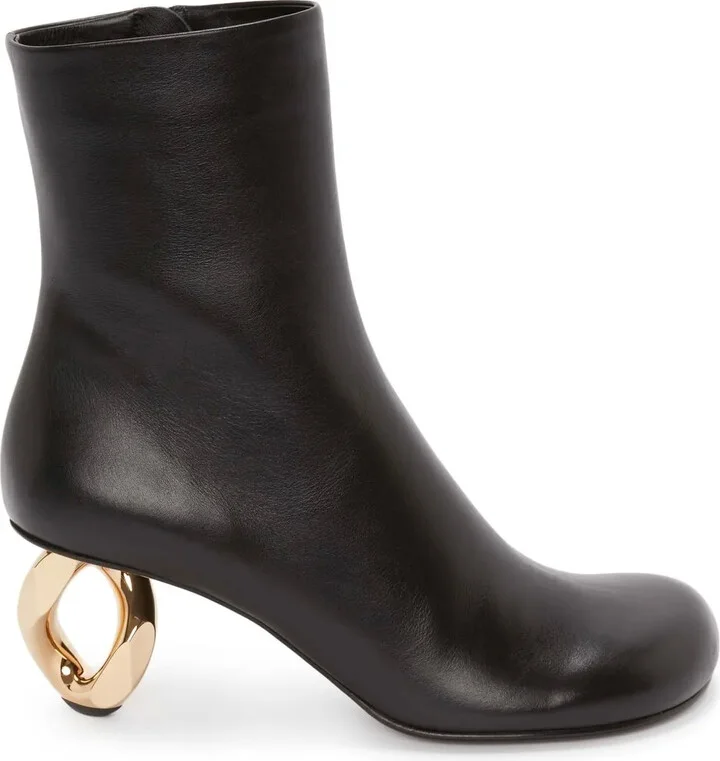 Chain mid-heel boots