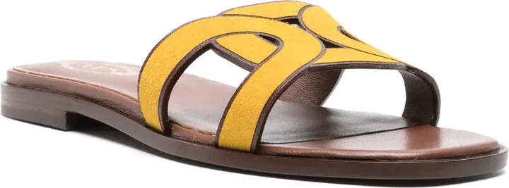 Chain-Motif Leather Slides - Image 2