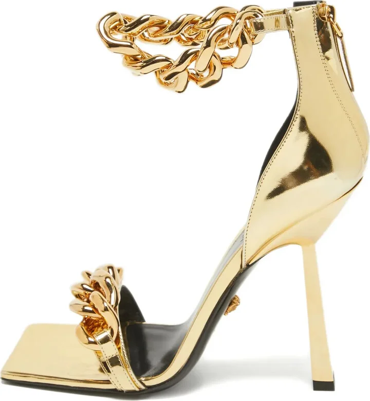 Chain-Setail Heeled Sandals